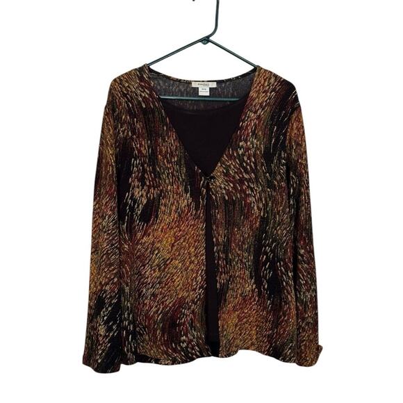 Dress Barn Layered Top Gold Black Metallic Long Sleeve Womens 14/16 Career Work - Picture 1 of 11